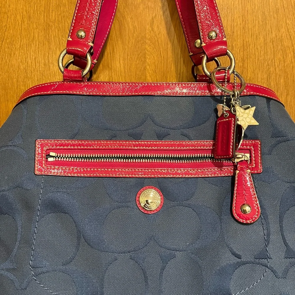 COACH Navy and Pink Purse with Charms - Picture 2 of 9